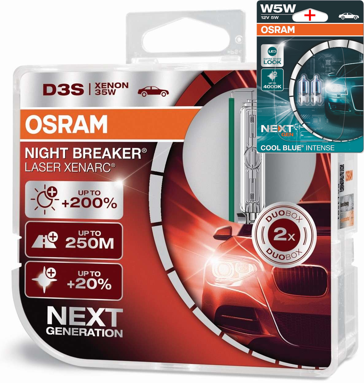 Osram Night Breaker 200 Laser Silver LED H1 H3 H4 H7 H8 H11 HB3