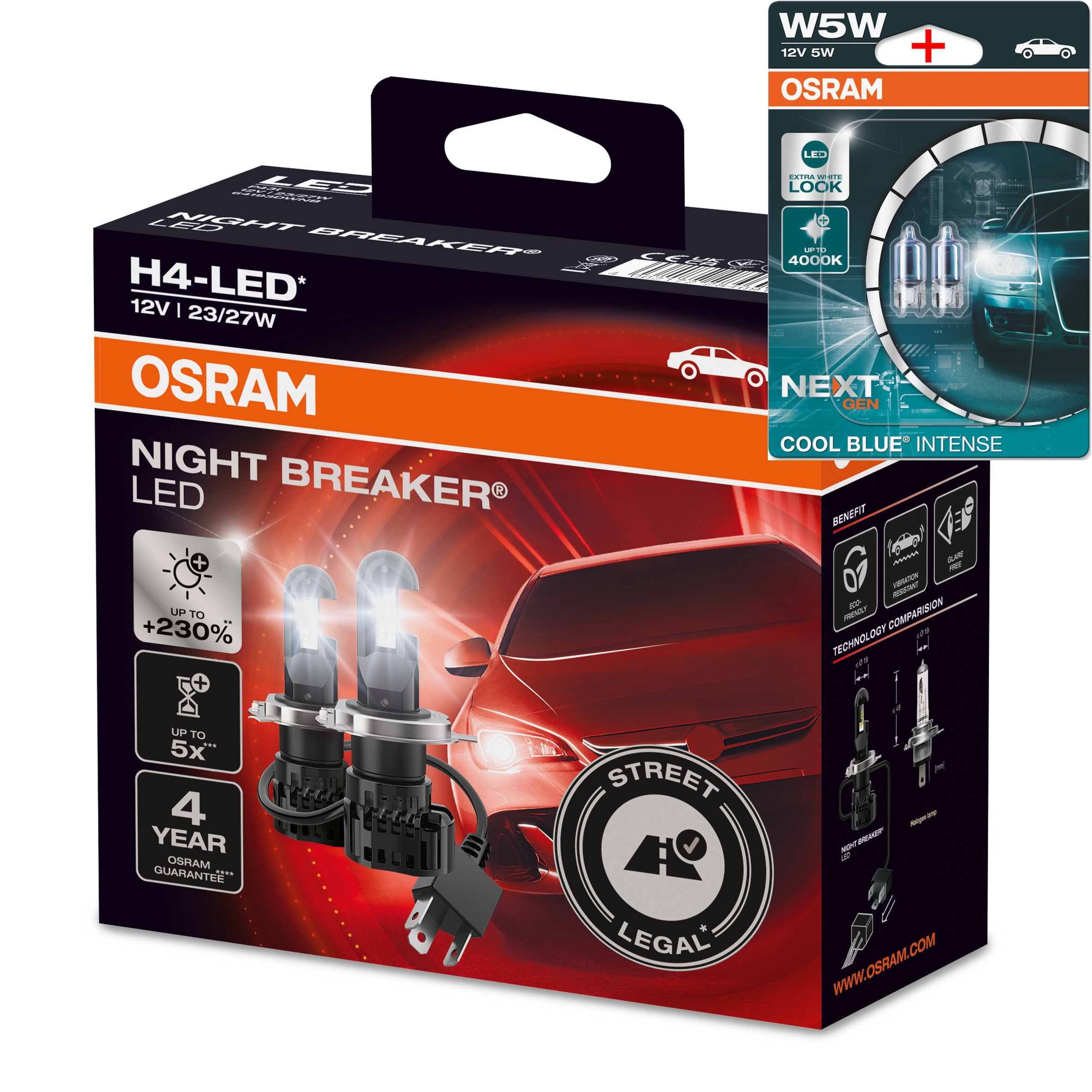 OSRAM NIGHT BREAKER 200 H4 H7 H11 Halogen Car Headlight +200% Bright 12V  55W Original Auto Lamps 9003 HB2 (2 PCS) - AliExpress